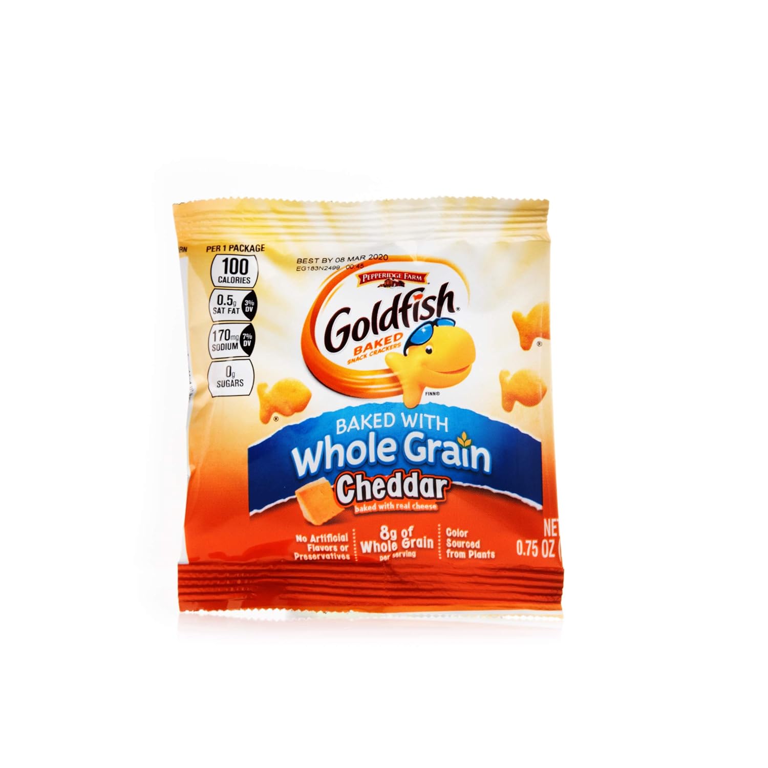 Pepperidge Farm 100 Calorie Whole Grain Cheddar Goldfish, 100-Count Pouches