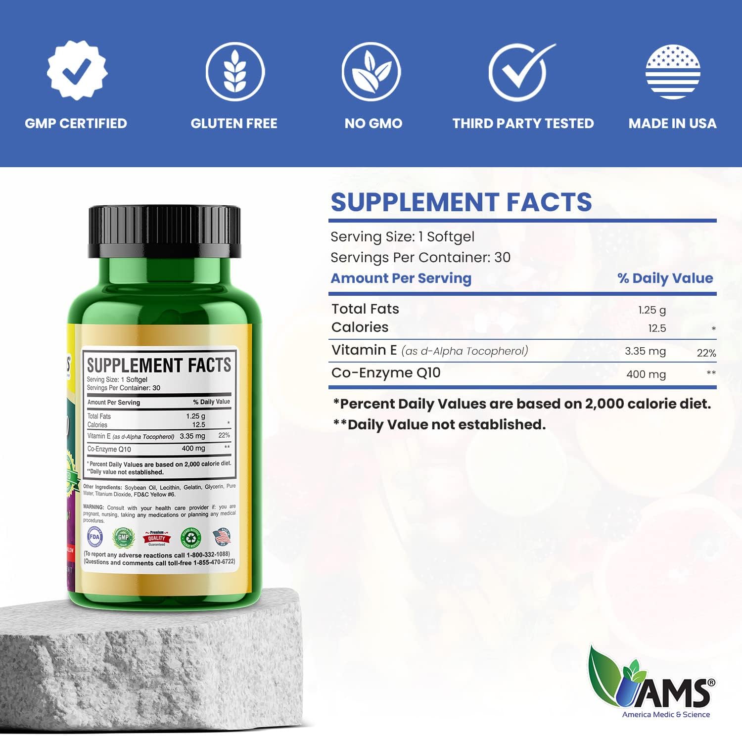 America Medic & Science Q-Well-10 (30 Pieces) | Coq10 400Mg Softgels | Nutritional Supplement With Coenzyme Q10 And Vitamin E | High Absorption Antioxidant For Enhanced Wellness And Heart Health : Health & Household