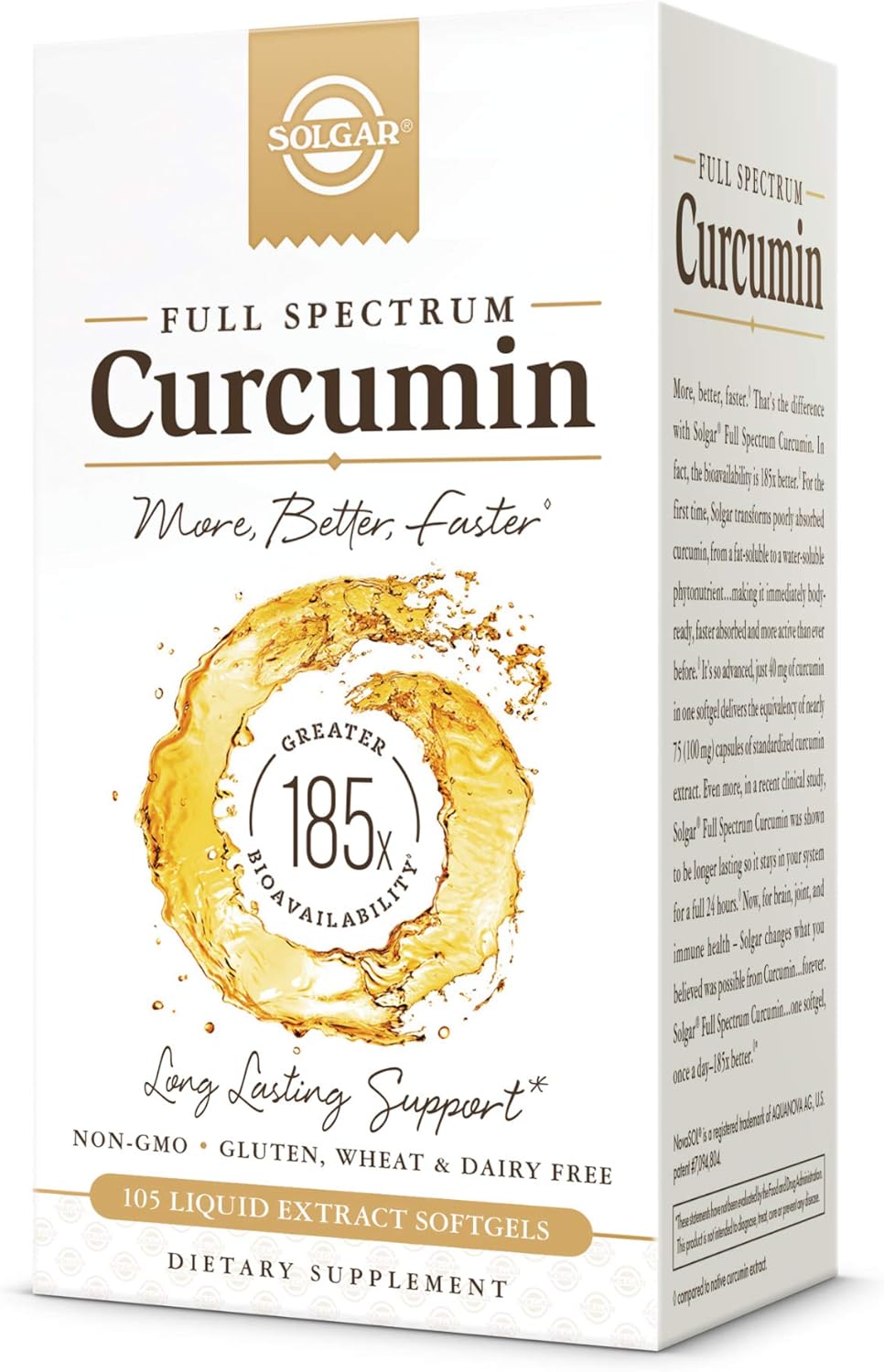 Solgar Full Spectrum Curcumin - 105 Licaps - Superior Absorption - Brain, Joint & Immune Health - Vegan, Gluten Free, Non-Gmo, Dairy Free - 105 Servings