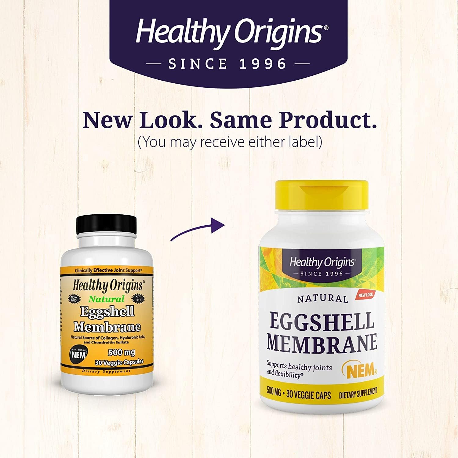 Healthy Origins Eggshell Membrane (NEM), 500 mg - Natural Collagen and Joint Support Supplement - Gluten-Free Supplement - 30 Veggie Capsules