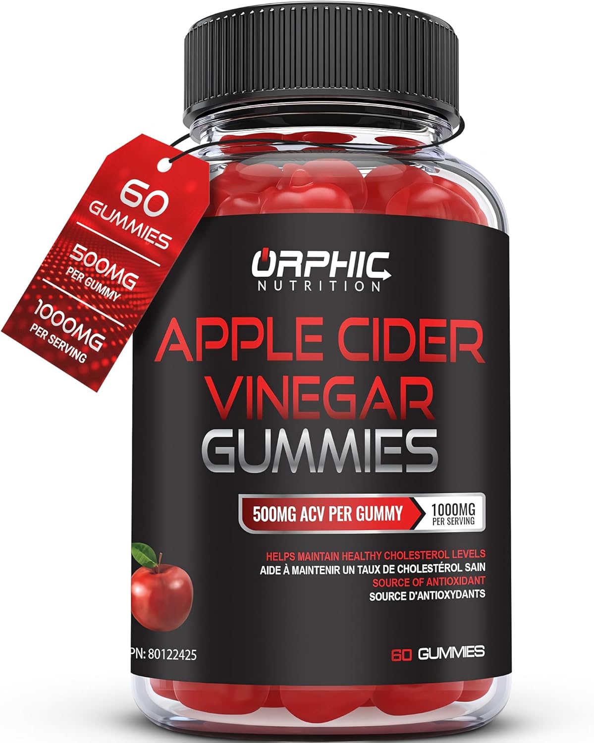 Apple Cider Vinegar Gummies - 1000Mg - Formulated To Support Normal Energy Levels & Gut Health - Supports Digestion, Detox & Cleansing - Acv Gummies W/Vit B12, Beetroot (60 Count)