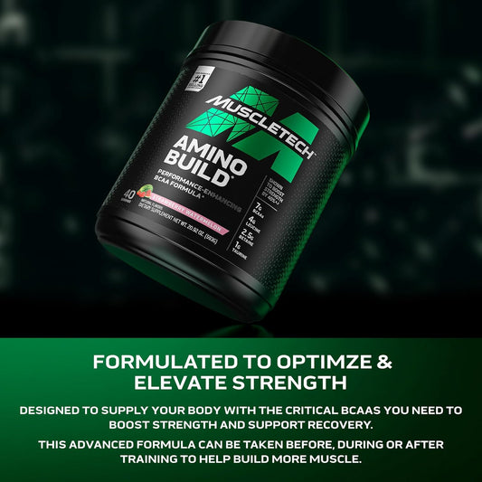 Muscletech Bcaa Powder For Men & Women, Strawberry Watermelon - Amino Acids Nutritional Supplement With Electrolytes For Energy, Muscle Gain & Recovery - Sugar-Free Gym Pre-Workout - 40 Servings