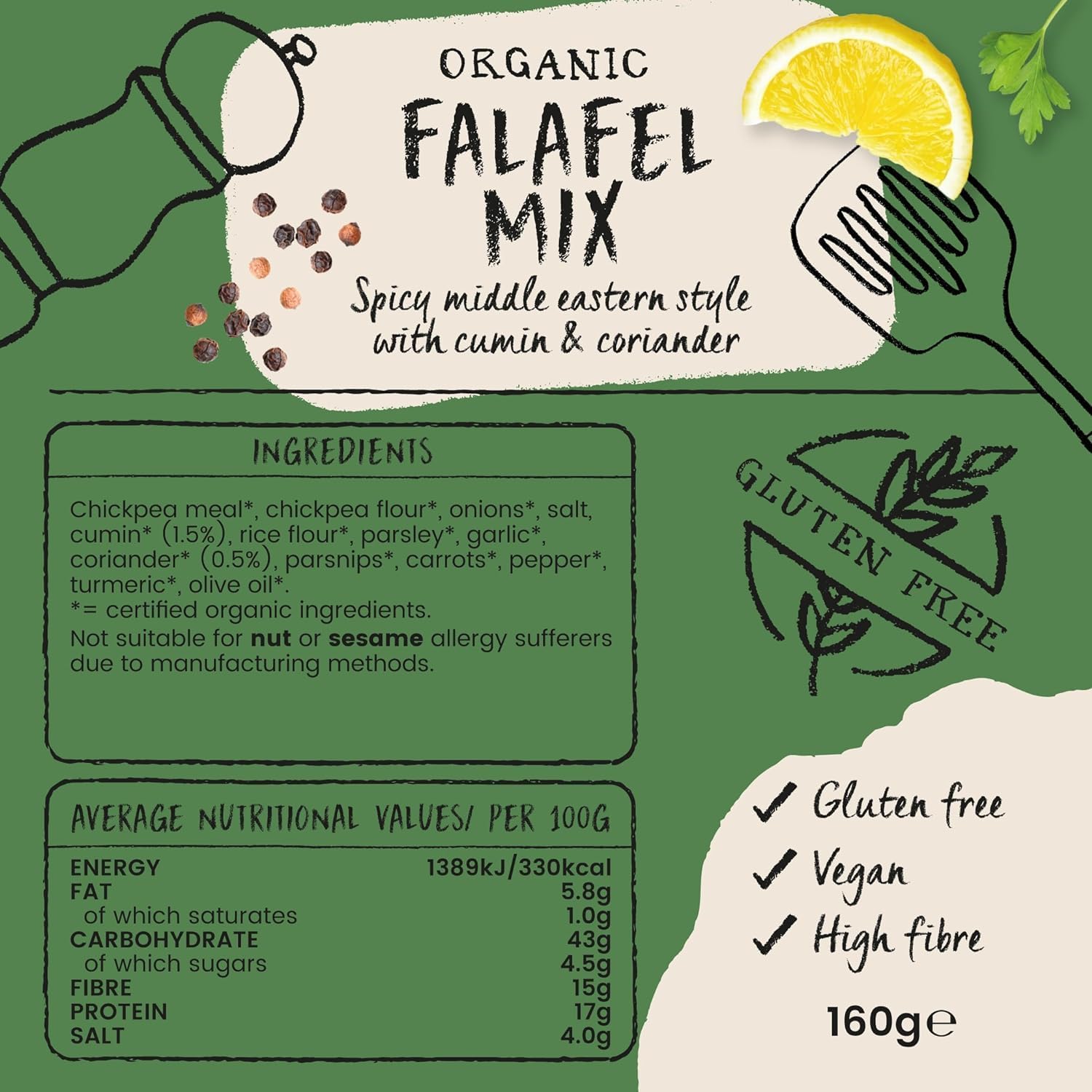 Amisa Organic Gluten Free Falafel Mix 160 g (Pack of 6) : Amazon.co.uk: Grocery