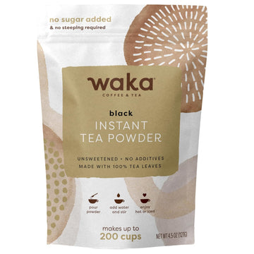 Waka Instant Black Tea Mix, Classic - 100% Tea Leaves, No Additives, Unsweetened Tea Powder For 50 Quarts Or 200 Cups – Easy And Quick Hot Or Iced Teas (4.5Oz)
