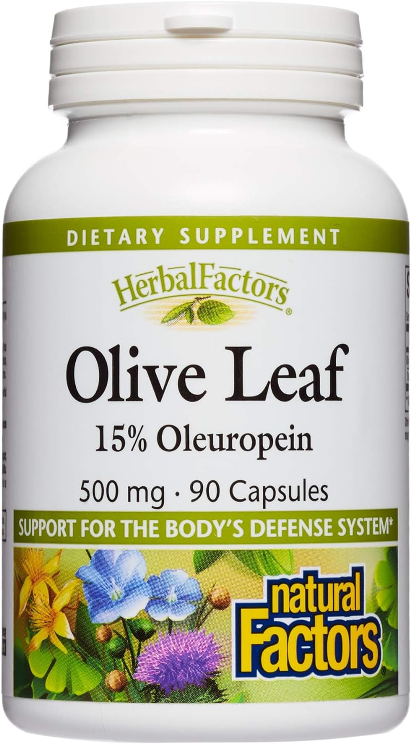 HerbalFactors by Natural Factors, Olive Leaf 500 mg, Natural Wellness Formula, 90 Capsules : Health & Household