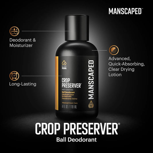 Manscaped® The Crop Preserver®, Men'S Ball Deodorant, Male Care Hygiene Moisturizer, Anti-Chafing Groin Protection With Cooling Aloe Vera, 4Oz