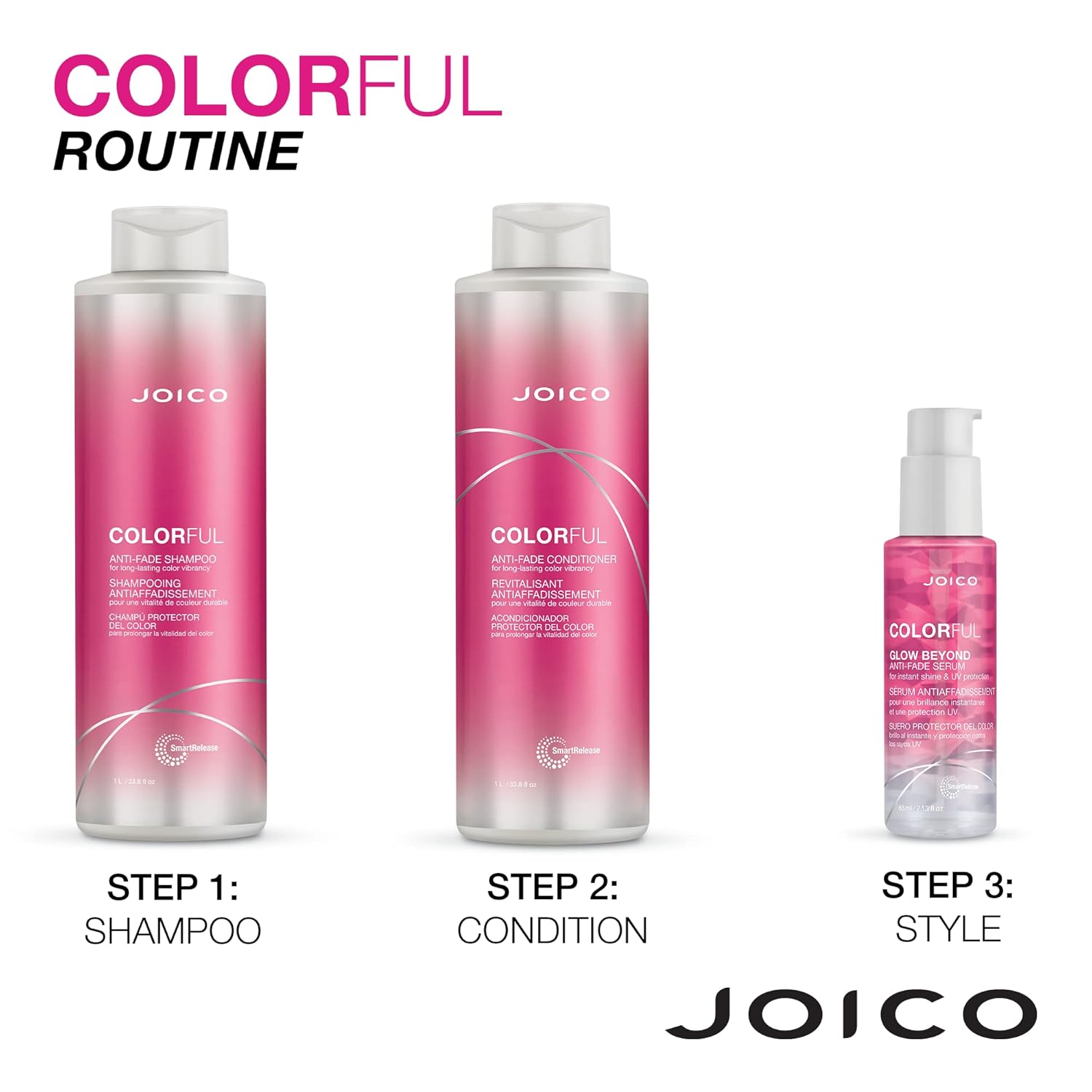 Joico Colorful Anti-Fade Shampoo and Conditioner | For Color-Treated Hair | Preserve Hair Color & Vibrancy Long-Term | Boost Shine & Reduce Breakage | Sulfate Free | With Camellia Oil & Pomegranate : Beauty & Personal Care