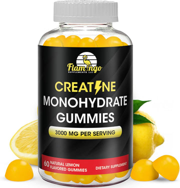 Creatine Gummy Supplement- Lemon Flavored Creatine Monohydrate Pre Workout Chews For Energy Boost, Creatine Supplement For Building Muscle And Strength, Vegan, Non-Gmo 90 Count