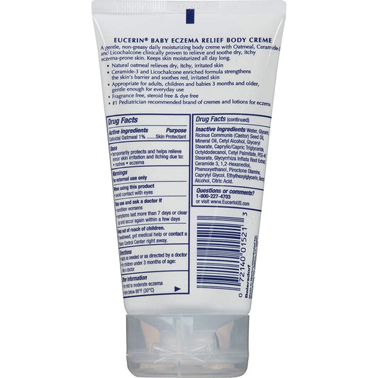 Eucerin Baby Eczema Relief Body Cream - Steroid & Fragrance Free For 3+ Months Of Age - 5 Oz. Tube (Pack Of 2)
