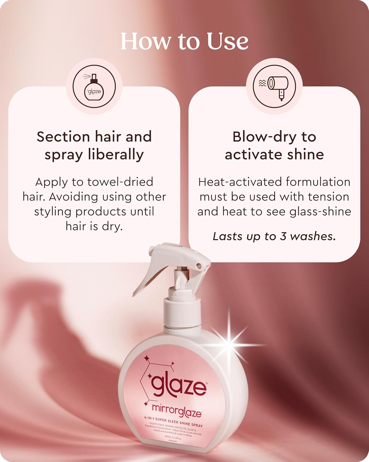 Glaze Mirrorglaze Super Sleek Hair Shine Spray – Transforms Frizz To Glass-Like Shine, Protects From Heat, Blocks Humidity + Repairs Bonds – 6.4 Oz : Beauty & Personal Care