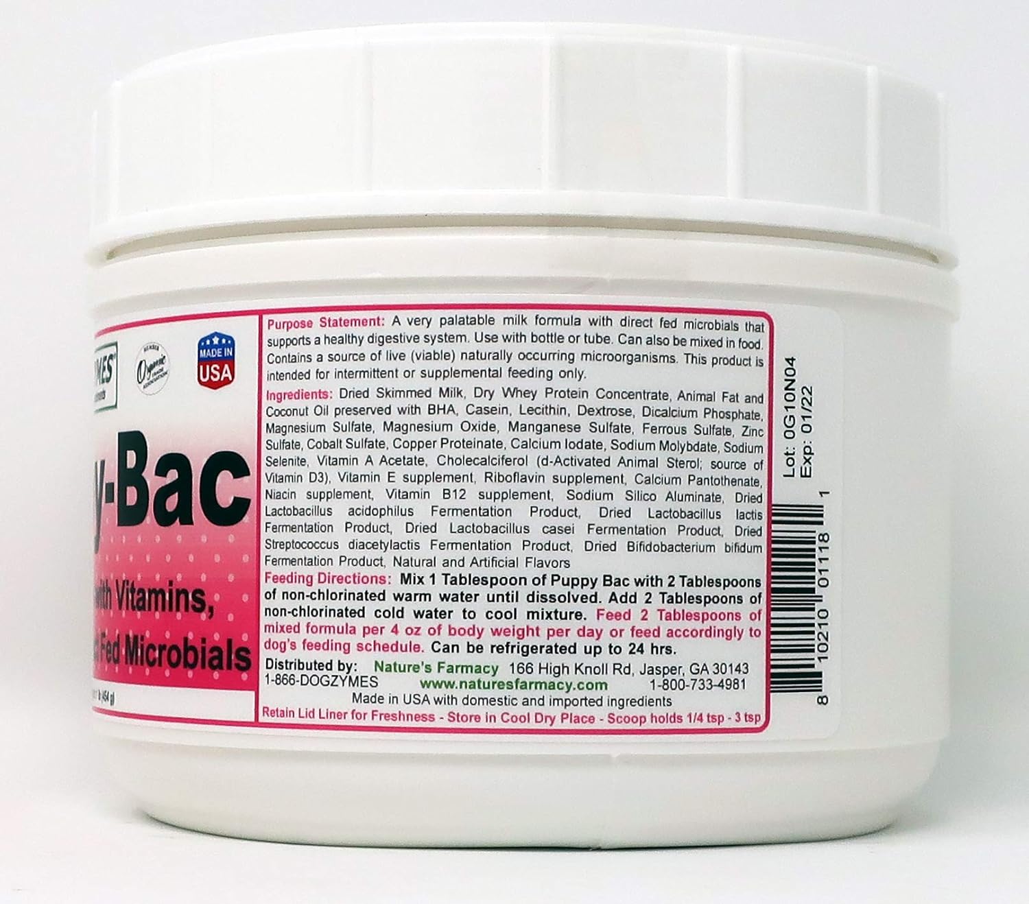 Dogzymes Puppy-Bac Milk Replacer, (1 Pound) : Pet Supplements And Vitamins : Pet Supplies