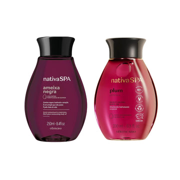 Nativa Spa Body Hydrating Oil Bundle: Plum & Black Plum. Moisturizing Body Oils, 6.8 Ounce (Each)