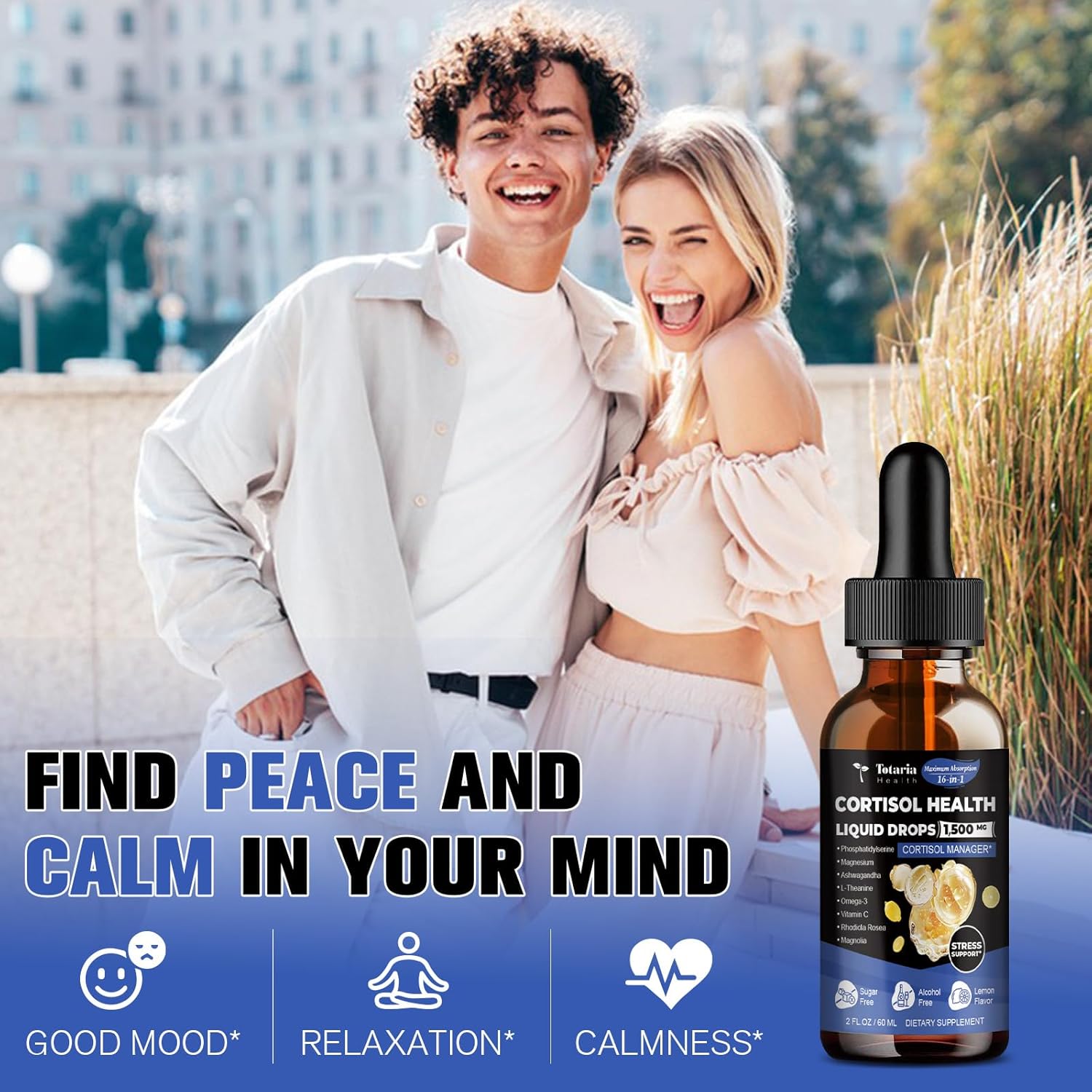 Totaria Cortisol Supplement Liquid Drops Hormone Balance For Women Men With Magnesium Complex,Ashwagandha,Rhodiola Rosea,L Theanine,Phosphatidylserine Supplements Mood, Focus, Sleep Support 2 Fl.Oz : Health & Household