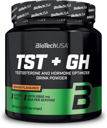 Biotechusa Tst + Gh | Testosterone & Hormone Boosting Drink Powder | 2,850Mg Daa | Amino Acids, Vitamins, Minerals | Sugar-, Lactose- And Gluten-Free | 300G | Orange