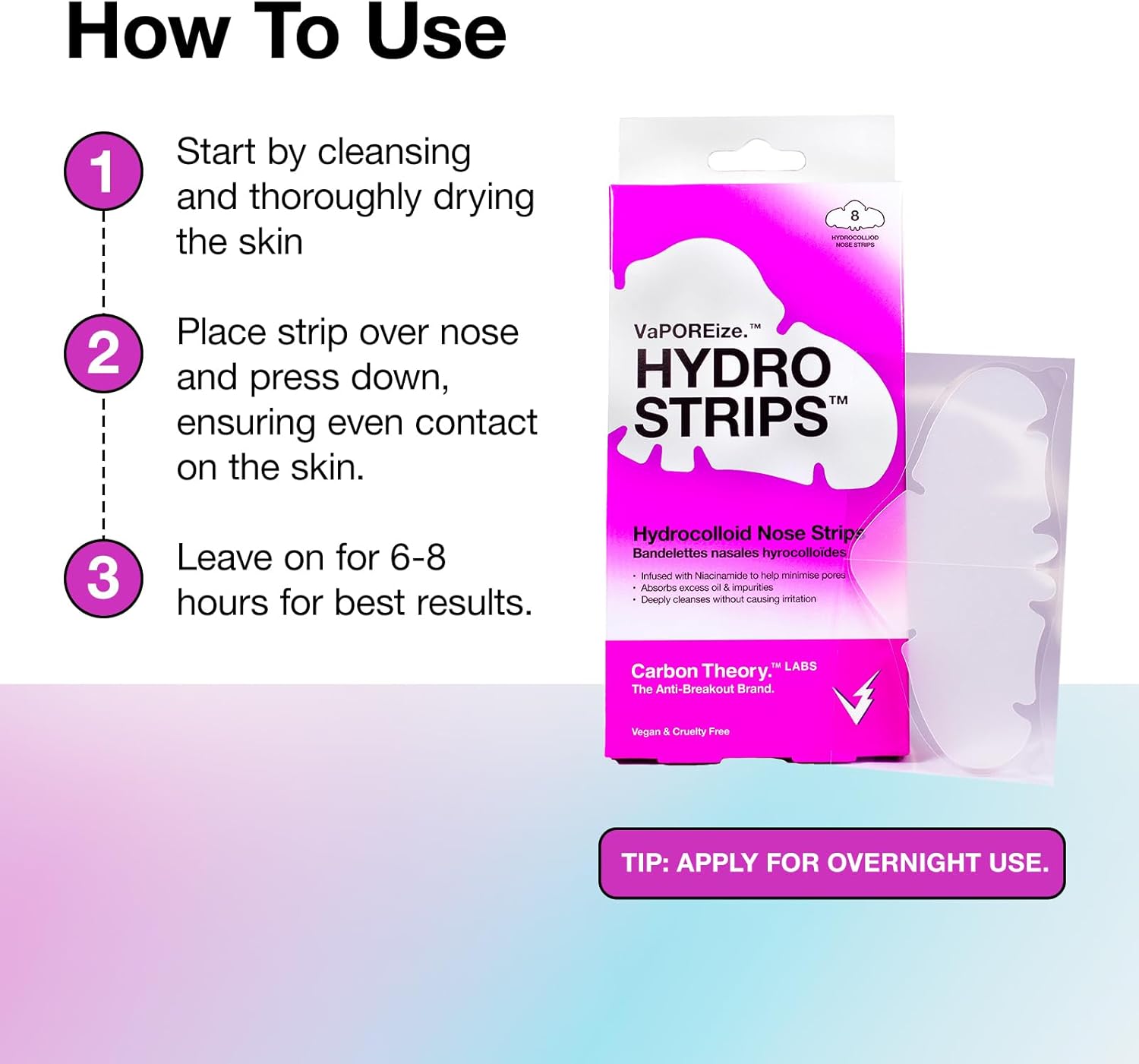 Carbon Theory VaPOREize Nose Pore Strips with Niacinamide - 8 x Hydrocolloid Nose Strips - Spot Patches - Pore Minimizer & Blackhead Remover - Vegan Spot Treatment : Amazon.co.uk: Beauty
