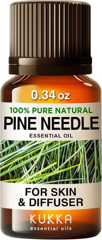 Kukka Pine Essential Oils For Diffuser - 100% Natural Fall Pine Oil Essential Oil - Pine Essential Oil For Candle Making Pine Needle Essential Oil - Soap Making Scent & Diy (0.34 Fl Oz)