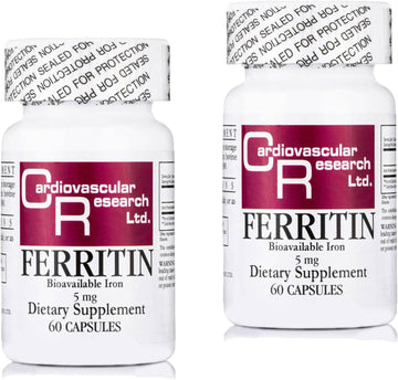 Cardiovascular Research Ferritin Iron Supplement For Women And Men 5 Mg 180 Capsules - 3 Bottle Bundle