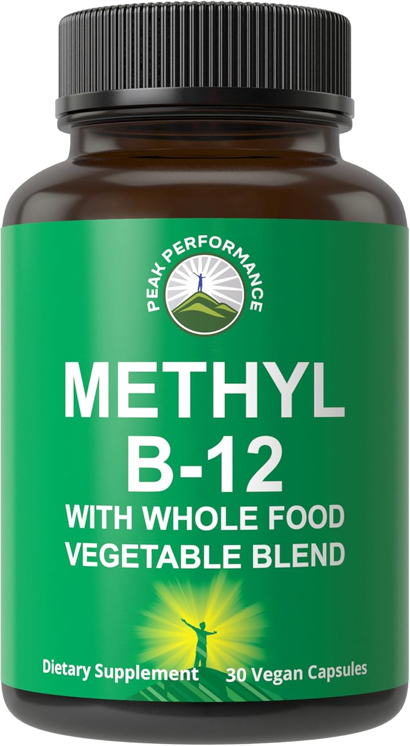 Methyl B12 Vitamin + Whole Food Blend Of 25 Vegetables And Fruits For Max Absorption. Vegan Vitamin B12 Methylcobalamin - Methyl B-12 Supplement For Energy, Focus And Relief. 30 Day Supply Capsules