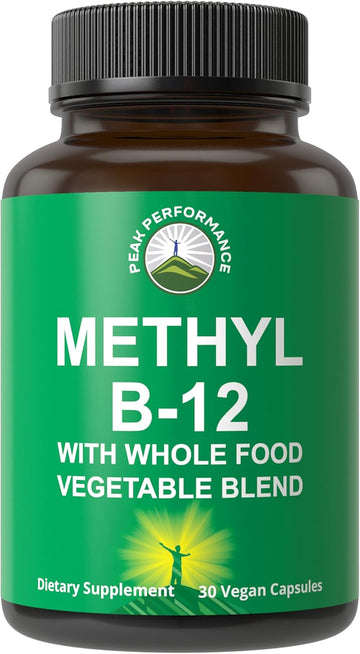Methyl B12 Vitamin + Whole Food Blend Of 25 Vegetables And Fruits For Max Absorption. Vegan Vitamin B12 Methylcobalamin - Methyl B-12 Supplement For Energy, Focus And Relief. 30 Day Supply Capsules