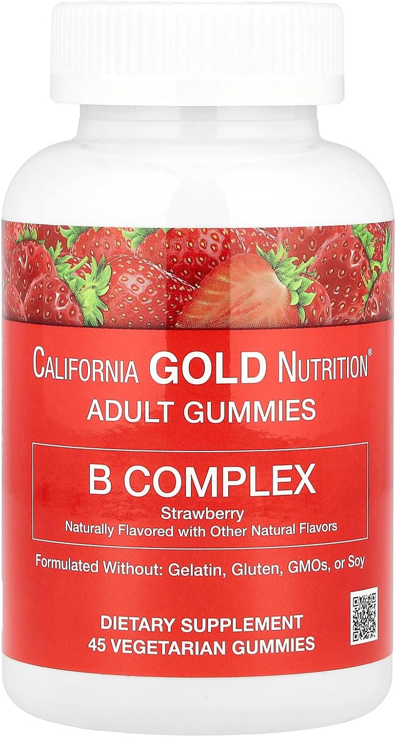 Vitamin B Complex Gummies, B6, Biotin, Folate, Niacin, B12, Natural Strawberry Flavor, Vegetarian, 45 Gummies