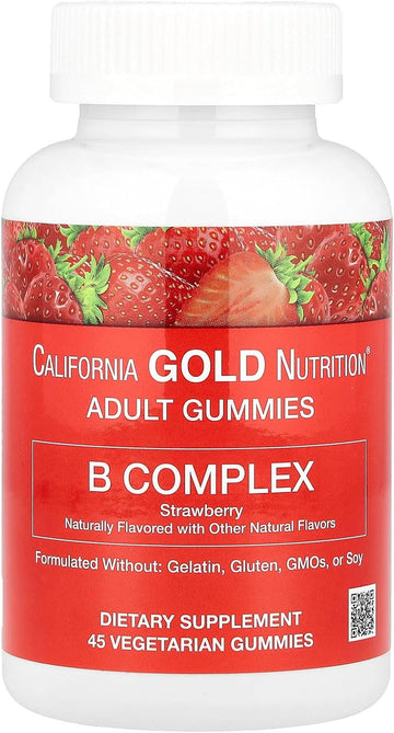Vitamin B Complex Gummies, B6, Biotin, Folate, Niacin, B12, Natural Strawberry Flavor, Vegetarian, 45 Gummies