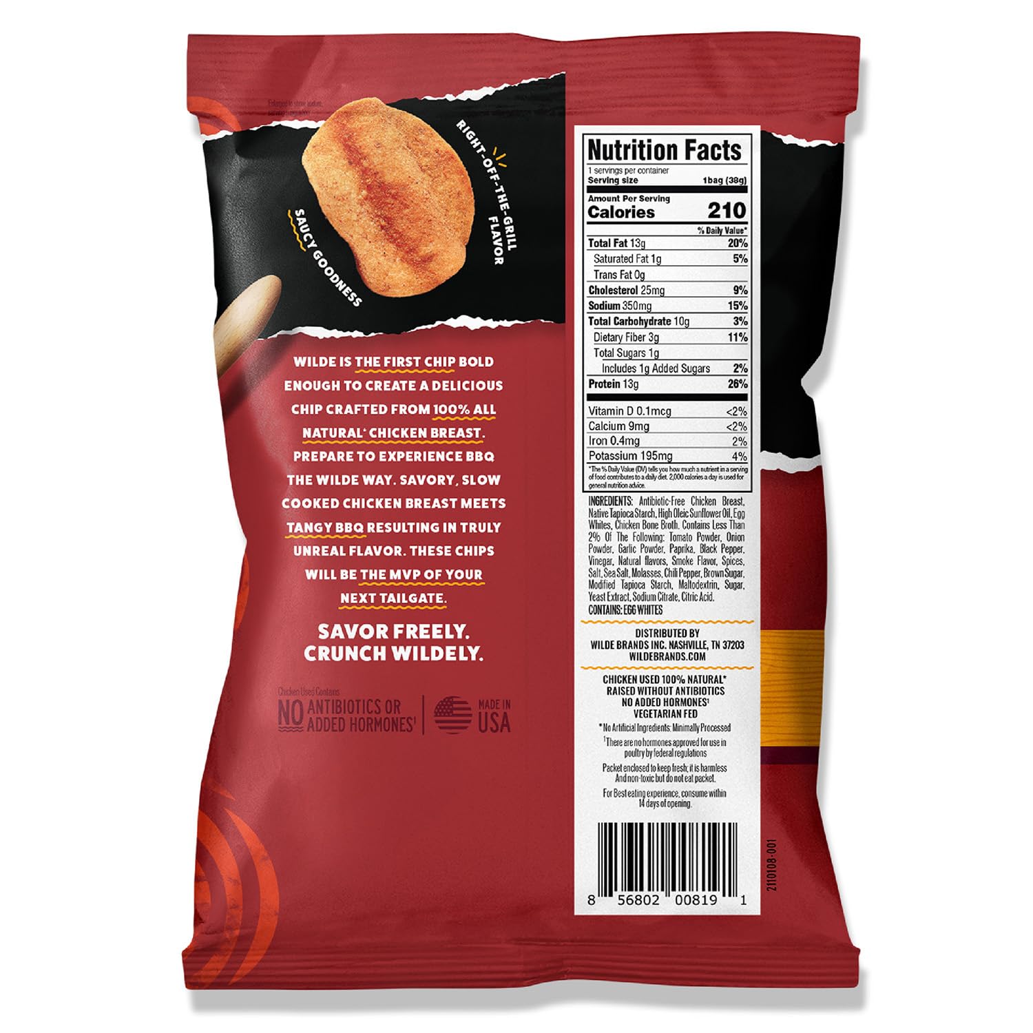 WILDE Barbeque Protein Chips, Thin and Crispy, High Protein, Keto Friendly, Made with Real Ingredients, 1.34oz Bags (Pack of 8)… : Health & Household