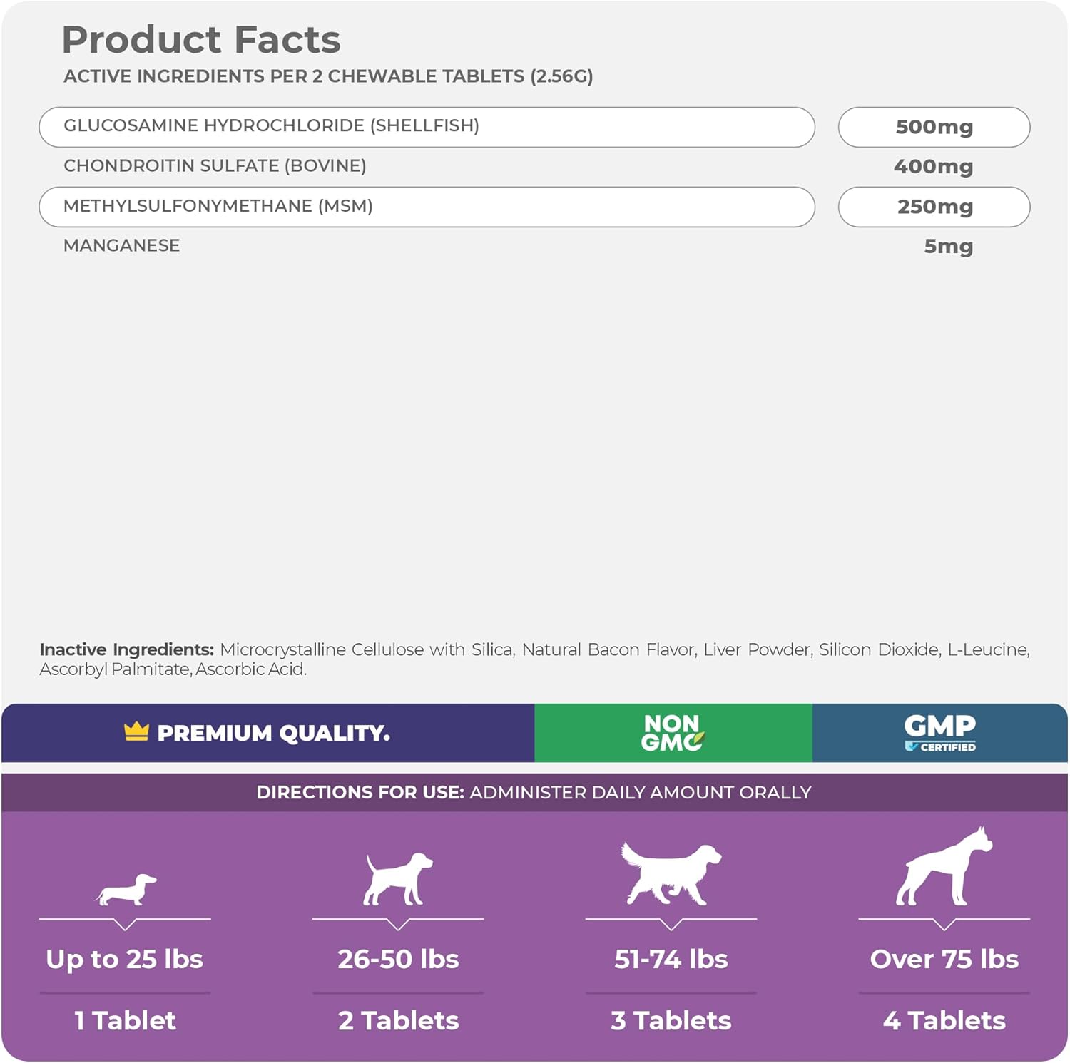 Joint Support Supplement for Dogs - 120 Chewable Tablets - Glucosamine for Dogs - with Chondroitin, MSM & Manganese - Hip & Joint Supplement for Dogs Mobility Support & Dog Joint Pain Relief : Pet Supplies