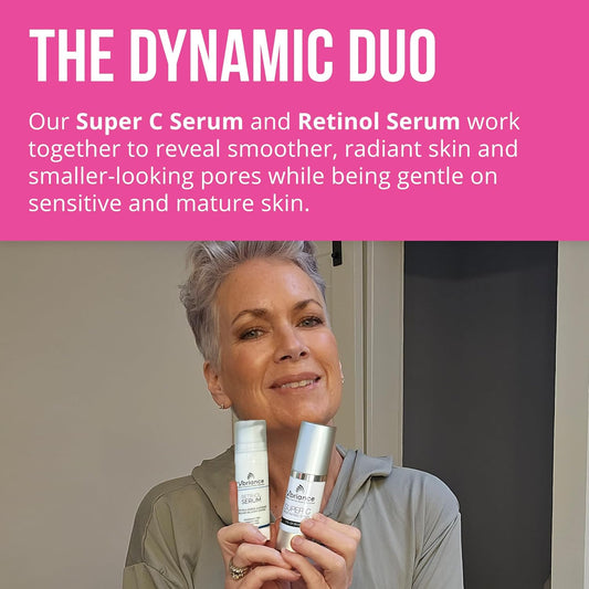 Vibriance Dynamic Duo Skincare Bundle | Super C Vitamin C Serum & Retinol Serum Skincare Set | Age-Defying Day & Nighttime Power