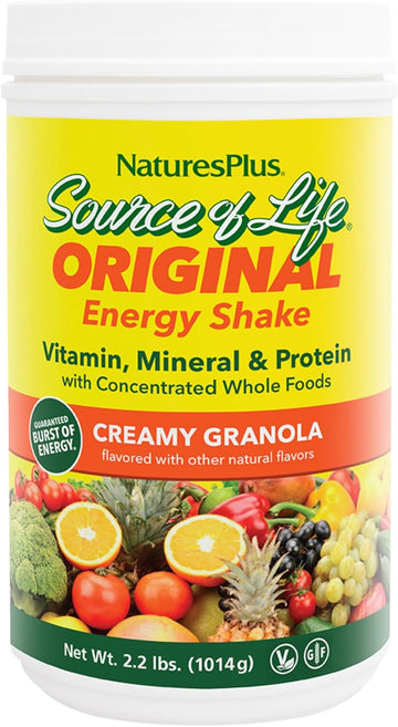 Natures Plus Source Of Life Energy Shake, Creamy Granola - 2.2 Lbs, Pack Of 2 - Provides 13G Complete Protein, Vitamins & Minerals - Non-Gmo, Gluten Free, Vegetarian - 52 Total Servings