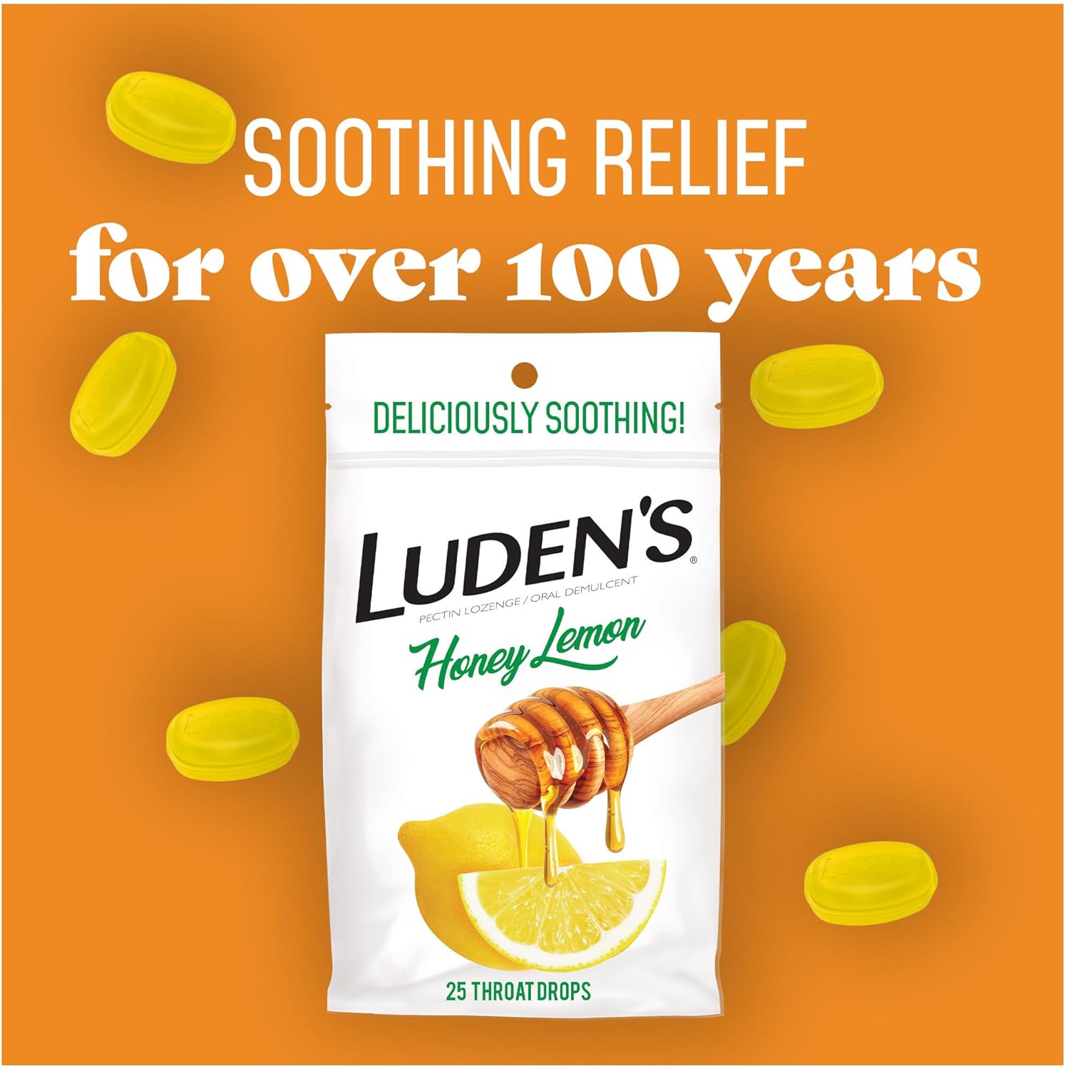 Ludens Deliciously Soothing Throat Drops, Honey Lemon Flavor, 25 Count, Pack of 12 : Health & Household