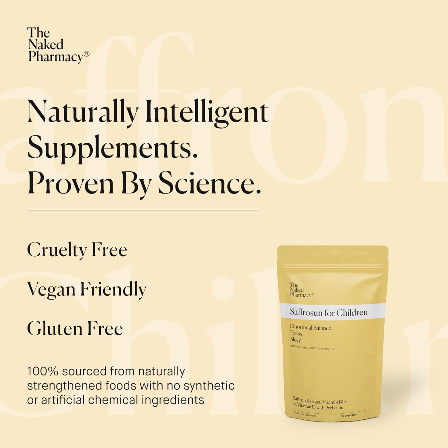 The Naked Pharmacy | Saffrosun for Children | Sleep & Balance | Natural Saffron Supplements with Vitamins D3 & B12 | High Strength | No Additives | Vegan | 60 Capsules : Amazon.co.uk: Health & Personal Care