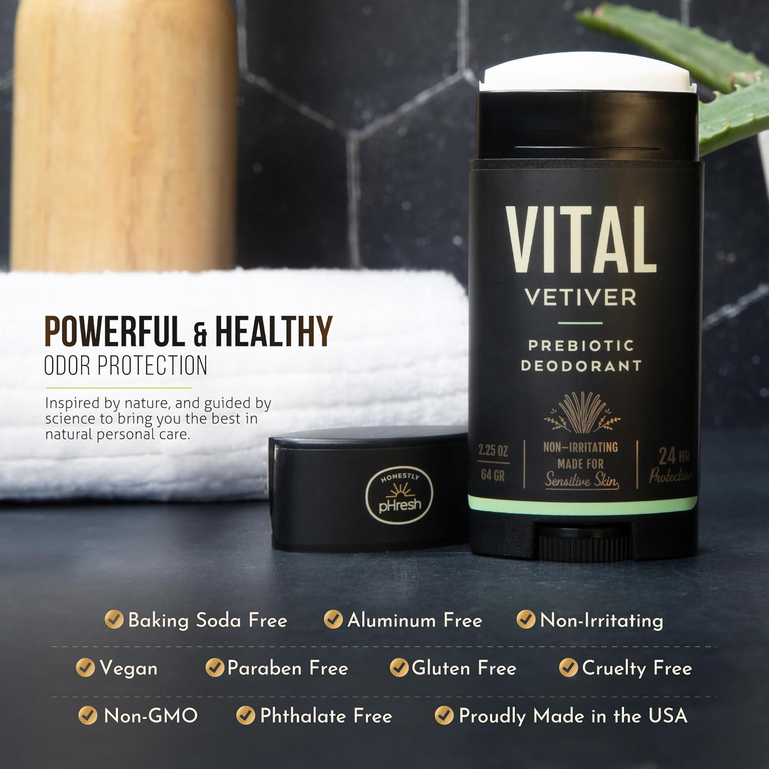 Honestly Phresh Prebiotic Natural Deodorant For Men – Aluminum & Baking Soda Free With 24 Hour Odor Protection. Clean Vegan Deodorant For Sensitive Skin. Made In Usa – Vital Vetiver Scent, 2.5 Oz : Beauty & Personal Care