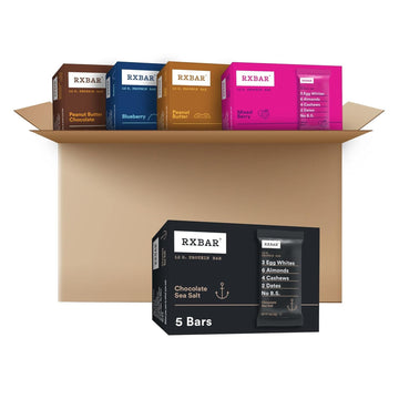 Rxbar Protein Bars, 12G Protein, Gluten Free Snacks, Variety Pack (5 Boxes, 25 Bars)