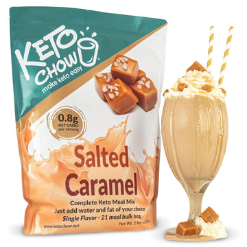 Keto Chow Salted Caramel | Keto Meal Replacement Shake | Nutritionally Complete | Low Carb | Delicious Easy Meal Substitute | You Choose The Fat | 21 Meal Bulk Pack