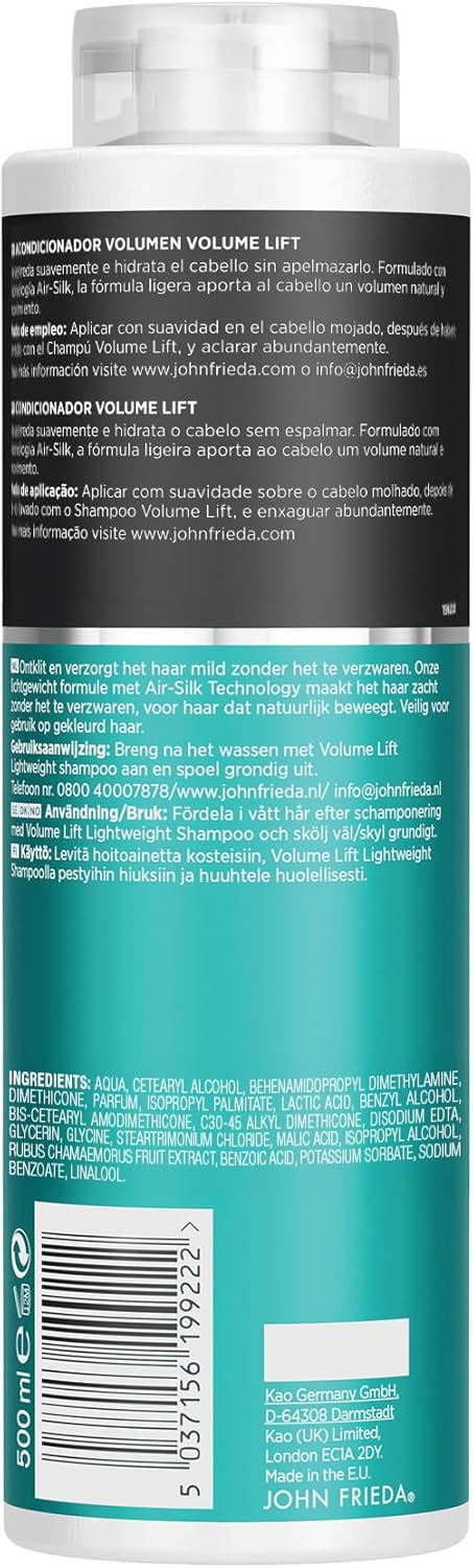 John Frieda Volume Lift Lightweight Conditioner 500 ml, Conditioner for Flat, Fine Hair, Conditioner Value Pack : Amazon.co.uk: Beauty