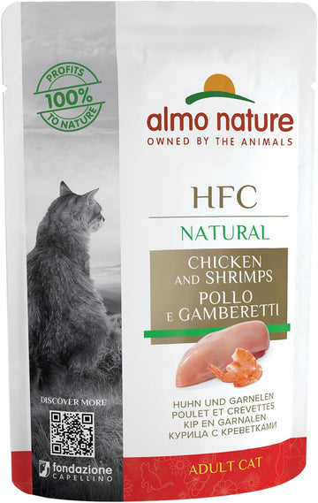 almo nature HFC Natural Wet Cat Food Pouch - Chicken & Shrimps (Pack of 24 x55g)?5802