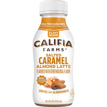 Califia Farms - Salted Caramel Cold Brew Coffee With Almond Milk, 10.5 Oz, 100% Arabica, Dairy Free, Plant Based, Vegan, Gluten Free, Non Gmo, Iced Coffee