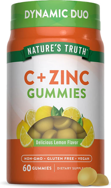 Vitamin C Gummies With Zinc For Adults | 60 Count | Immune Support Supplement | Vegan, Non Gmo & Gluten Free | By Natures Truth