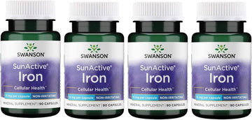 Swanson Sunactive Non-Irritating Iron 15 Milligrams 90 Capsules (4 Pack)