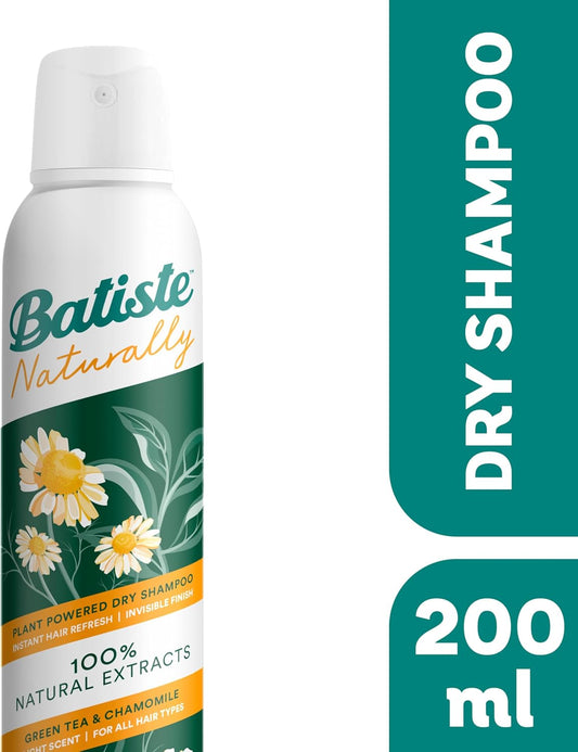 Batiste Naturally Green Tea & Chamomile 200Ml, No Rinse Spray To Refresh Hair In Between Washes, With 100% Natural Extracts