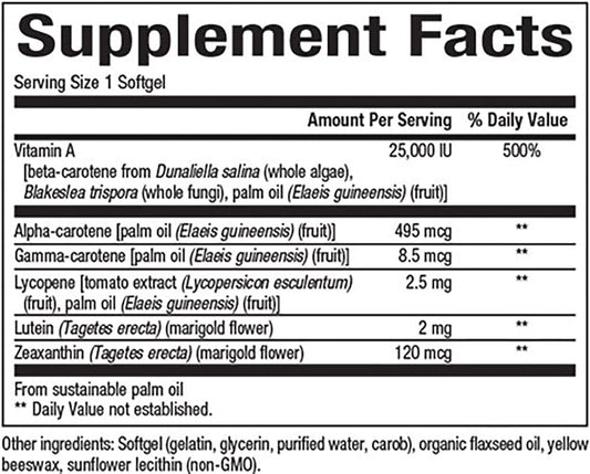 Natural Factors, BetaCareAll 25,000 IU, Vitamin A for Healthy Skin, Vision and Immune Function, 90 Softgels