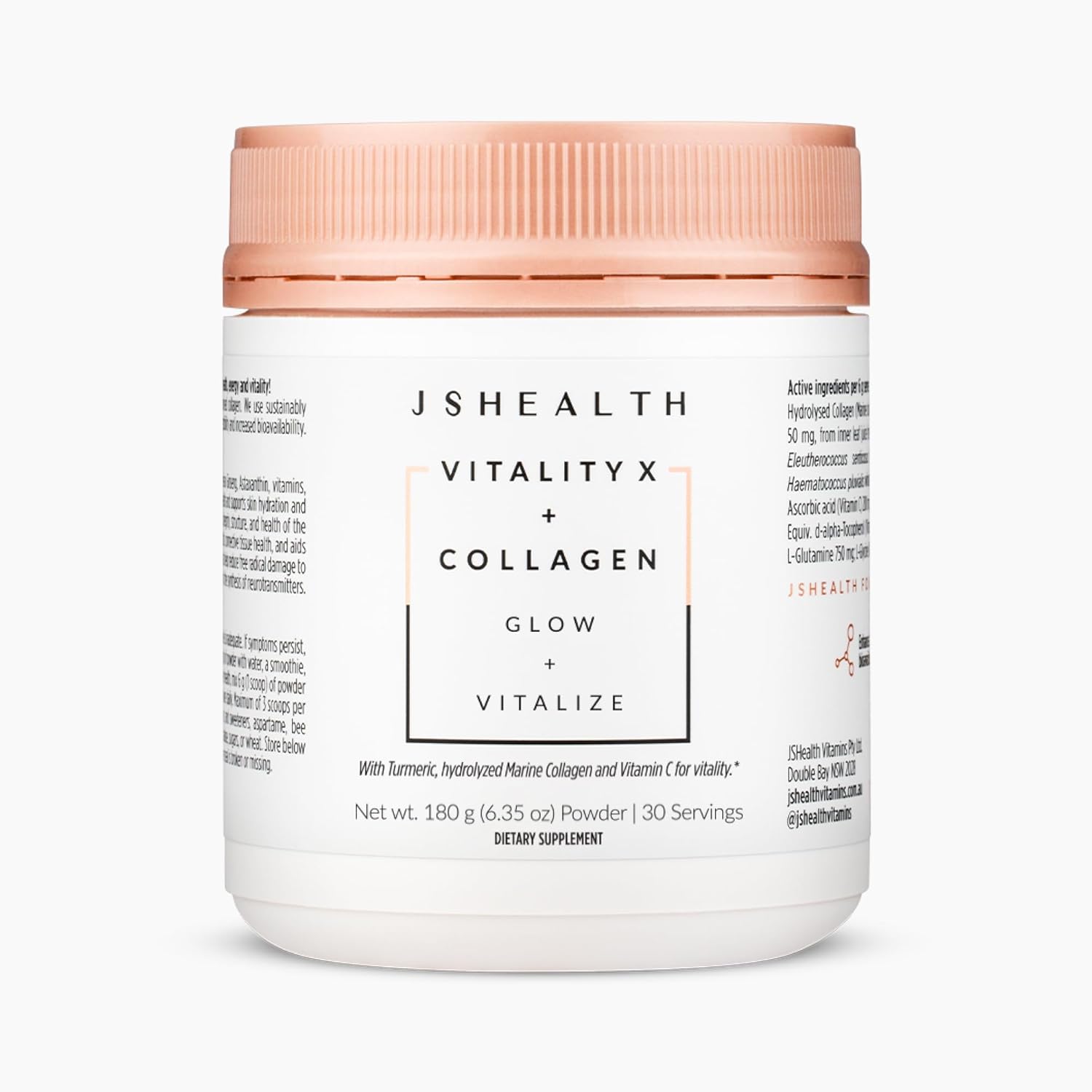 Jshealth Vitamins Vitality X + Collagen - Beauty Powder Supplement With Aloe Vera Silica And Vitamins C & E To Nourish Hair Skin And Nails (180G)