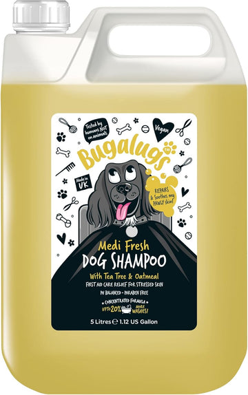 BUGALUGS Dog Shampoo for Itchy Skin Antibacterial And Antifungal Natural Medicated Safe Sensitive Formula - Fast Absorbing Skin Cooling First Aid relief For Cuts Grazes Skin Irritation?BSMDFH5L