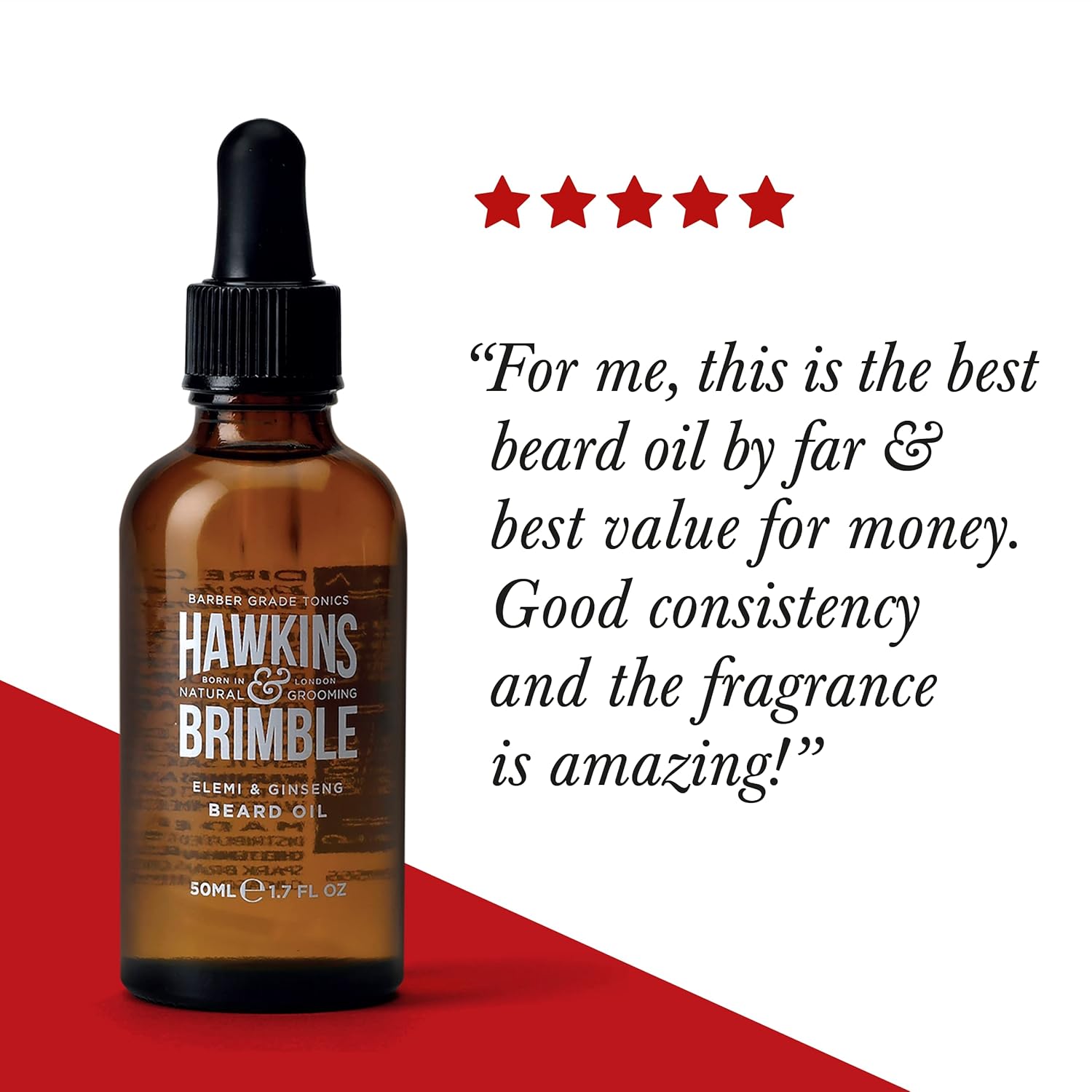 Hawkins & Brimble - Beard Oil For Men, 50Ml - Promotes Beard Growth Oil For Grooming, Styling, Softener, Repair And Nourishing - Argan And Olive Oil - Beard Care Routine With Shea Butter And Vitamin E : Beauty & Personal Care