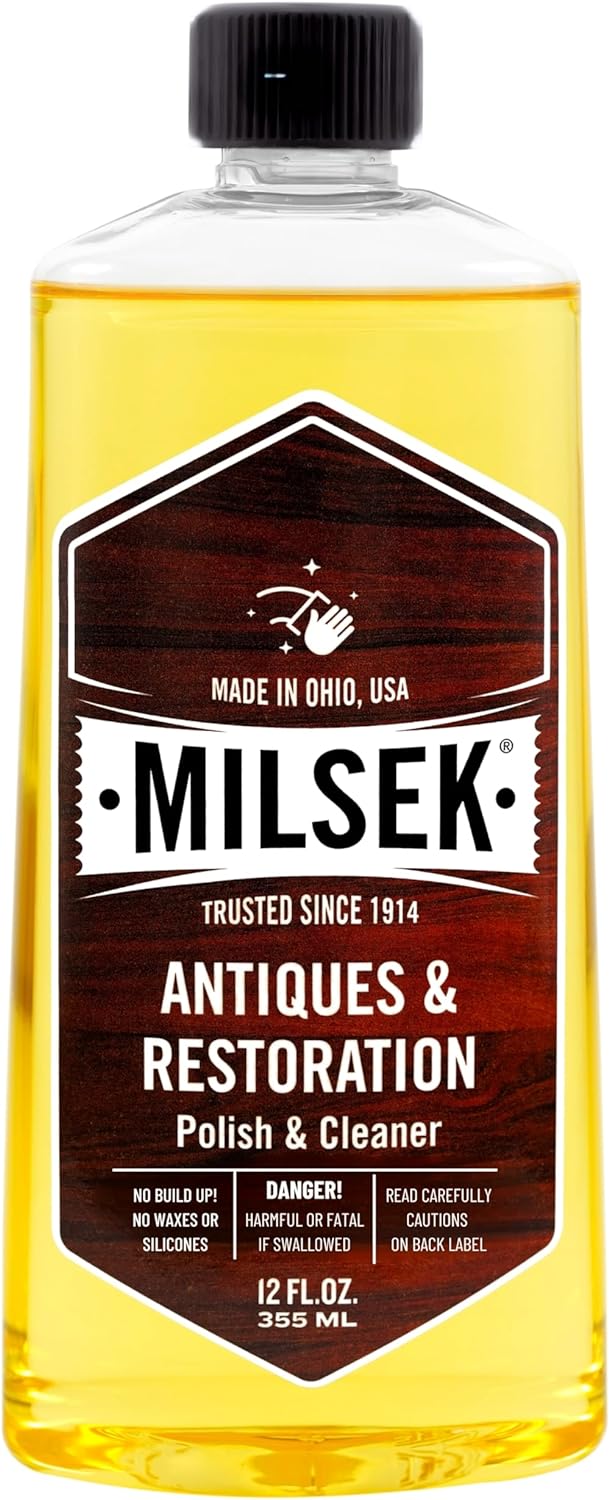 Milsek Antiques & Restoration Polish & Cleaner - Home Essential Cleaning Supplies for Home Improvement of any Wood Antiques or Heirlooms - 12 Fl Oz (Pack of 1)