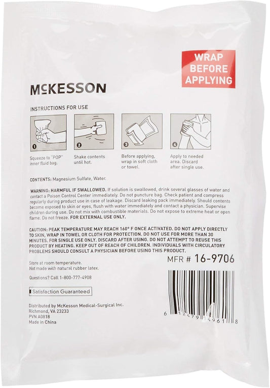 Mckesson Hot Compress, Instant Hot Pack, Disposable, 5 In X 7 In, 1 Count, 24 Packs, 24 Total