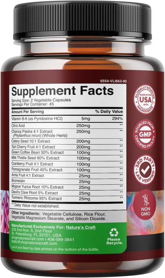 Vegan Uric Acid Cleanse And Detox - Daily Kidney Cleanse And Uric Acid Support For Adults - Tart Cherry Extract Capsules With Detox Cleanse Herbal Blend For Men And Women'S Joints Kidneys And More