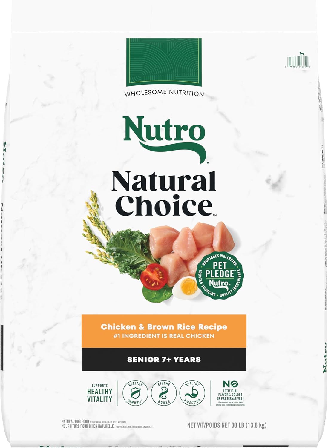 Nutro Natural Choice Senior Dry Dog Food, Chicken And Brown Rice Recipe, 30 Lbs