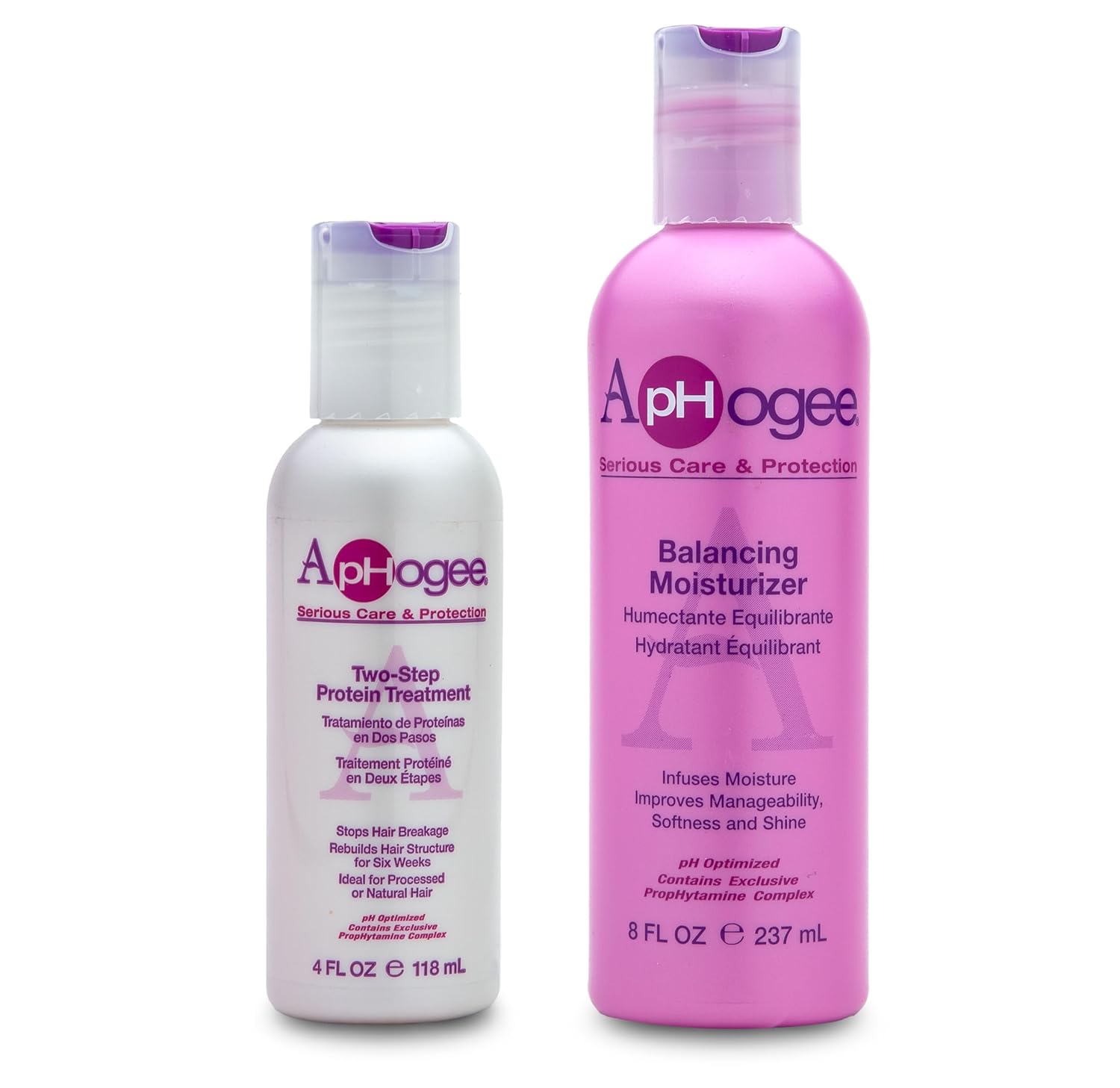 Aphogee Balancing Moisturizer 237ml + Two-Step Protein Treatment Kit 118ml – Hair Strength & Hydration Bundle
