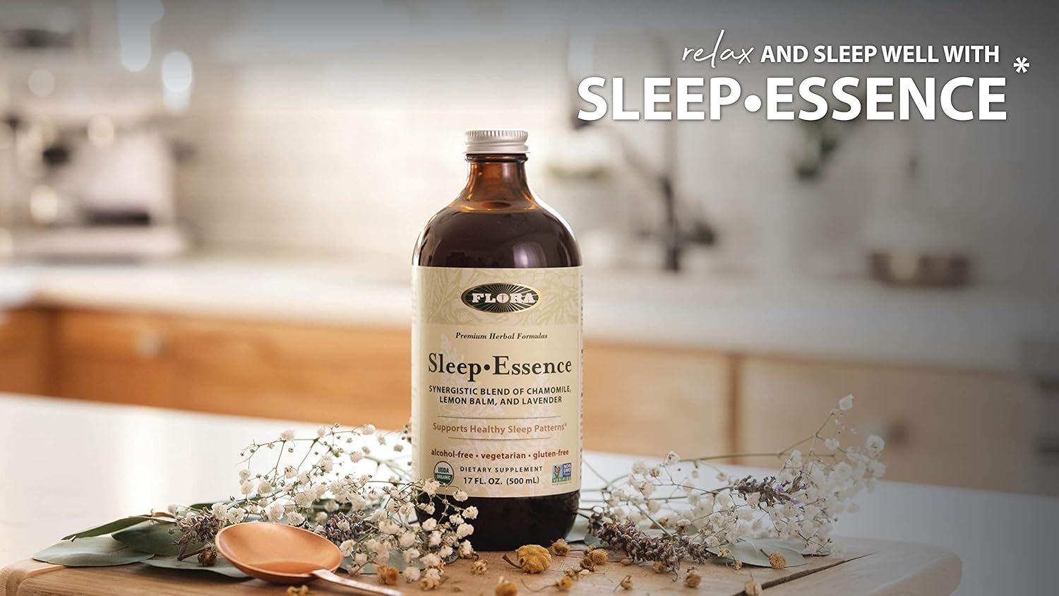 Flora Sleep Essence 17 oz - Synergistic Supplement blend of Chammoile, Lemon balm and Lavender - Herbal Tonic - Organic, Non GMO, Vegan : Health & Household